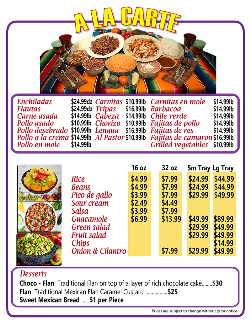 Mexican Catering Menu