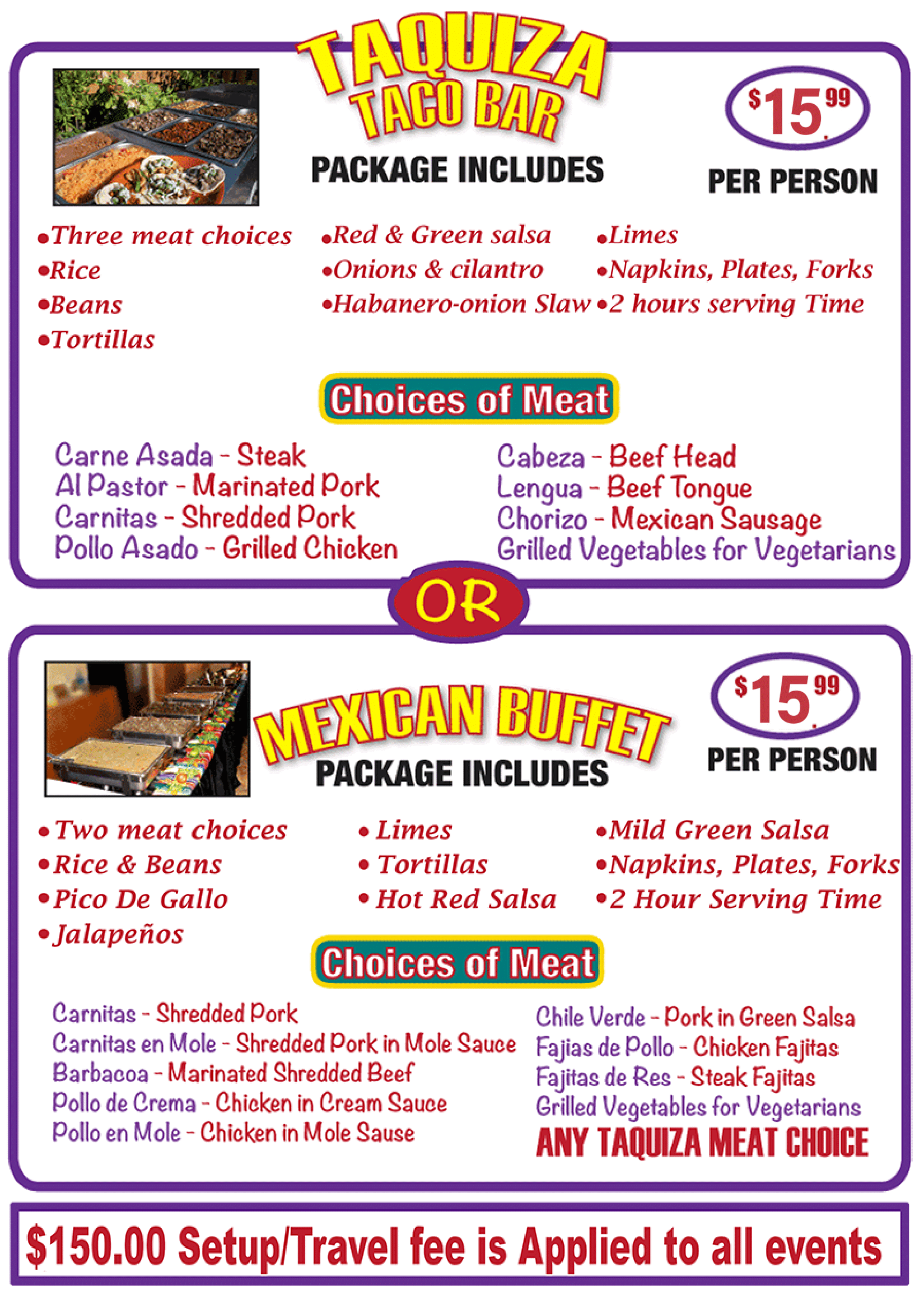 Mexican Catering Taquiza Menu | Authentic Mexican Food | Arteaga's Food Center