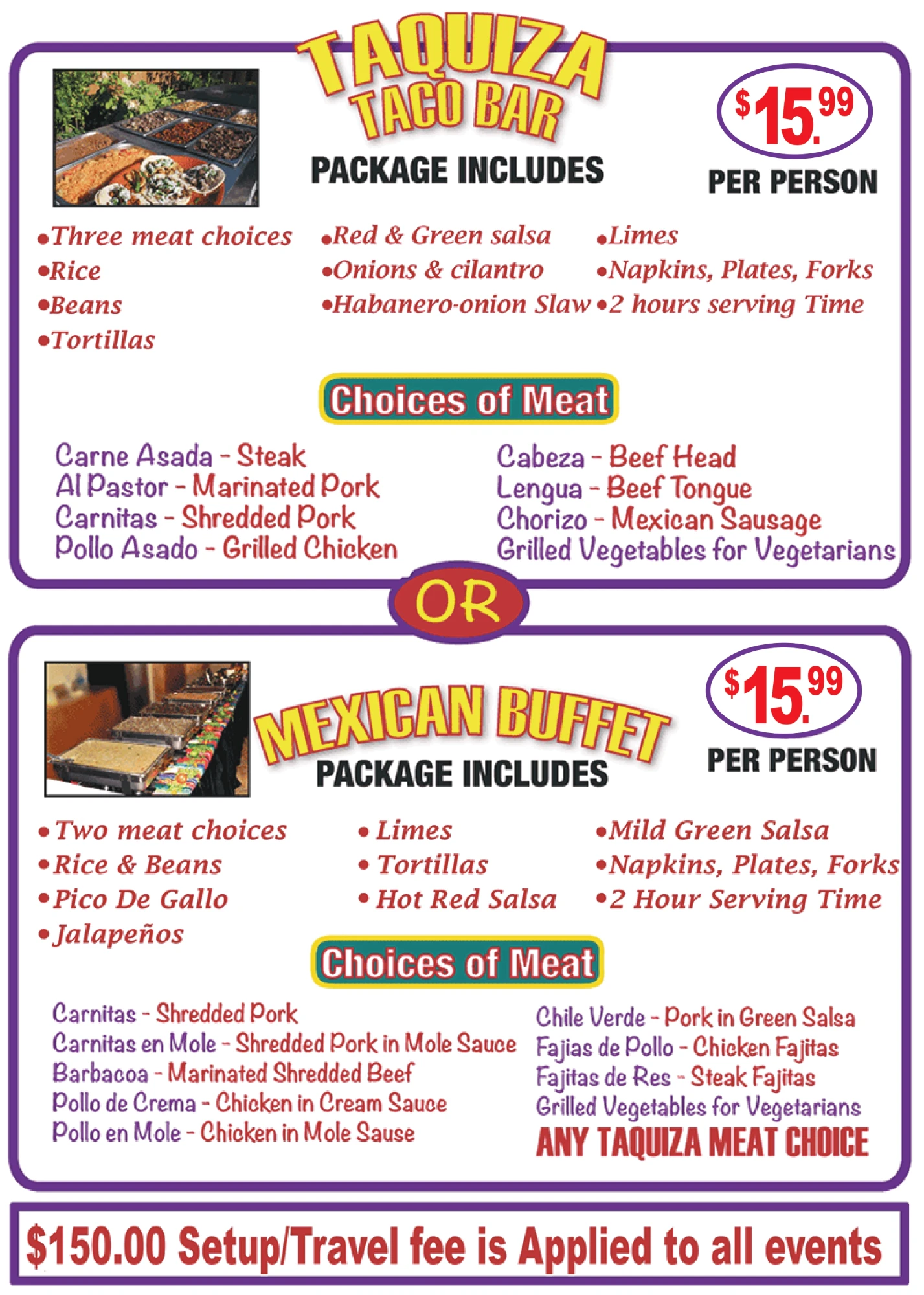 Mexican Catering Taquiza Menu | Authentic Mexican Food | Arteaga's Food Center